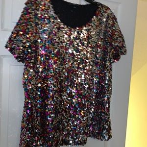 Multi color sequin top